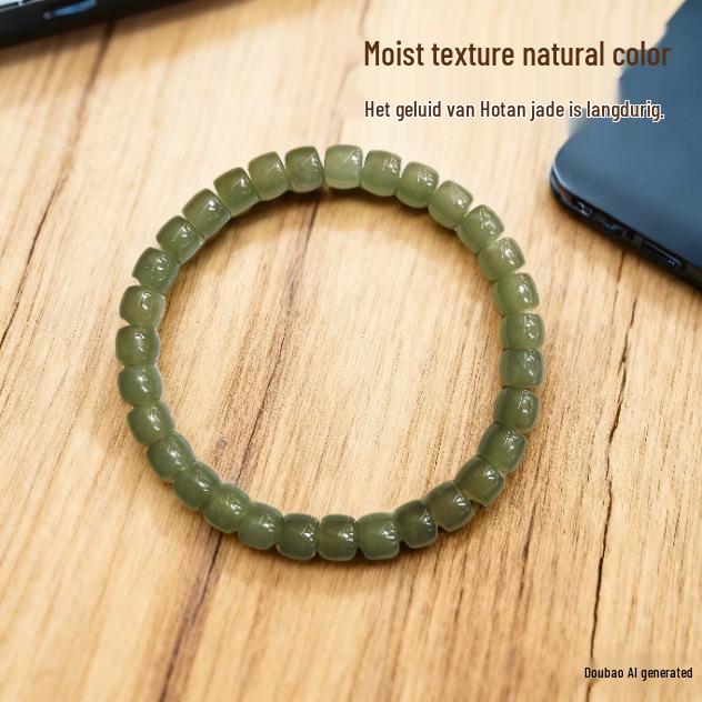 Klarwasser-Schliff Hetian-Jade & Kristall-Perlenarmband