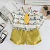 Boys' Summer Outfit Set Summer Baby Fashionable Tie Shirt Short Sleeved T-shirt Children's Two-piece Set