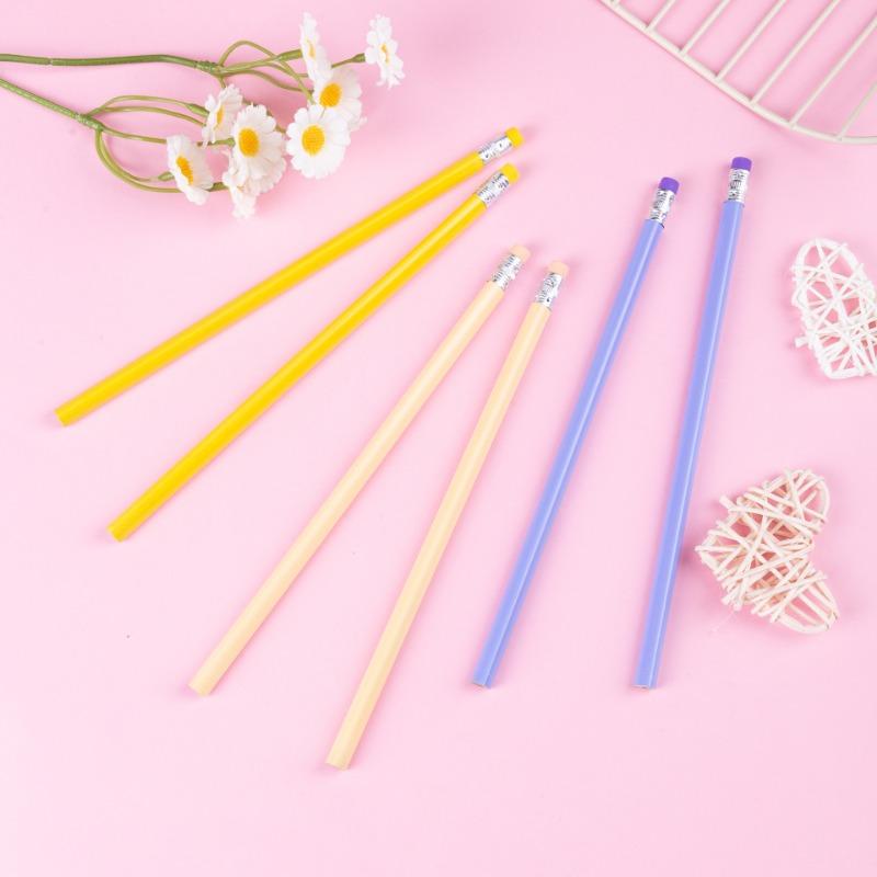 Macaron Triangular Bar Hb Pencil With Eraser Tip For Students Sketching
