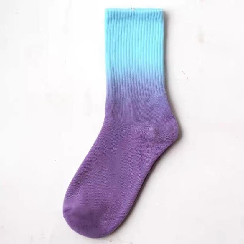 

Trendy Brand Gradient Color Tie-Dye Mid-To-Tube Socks Solid Color Street Skateboarding Basketball Socks Mid-Toe Socks One size fits all