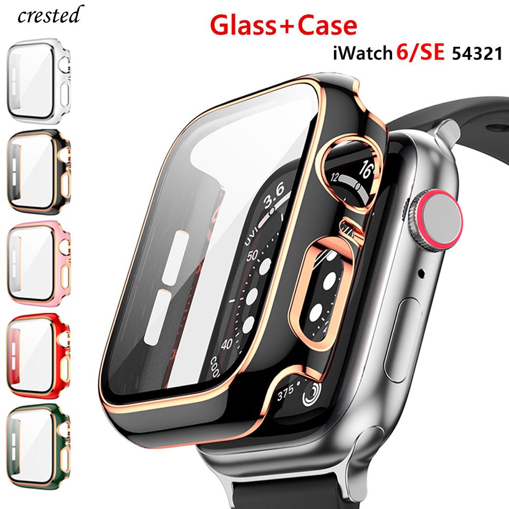 Glass+Cover For Apple watch series 8 7 3 4 5 6 SE 45mm 41mm Tempered Glass Screen Protector Apple Watch case 44mm 40mm 42mm 38mm