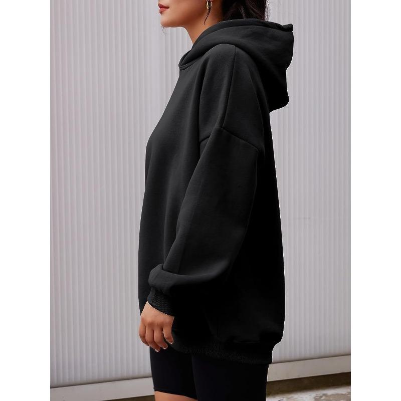 Women's Fashion Casual Solid Color Print Long Sleeve Hooded Hoodies & Sweatshirts