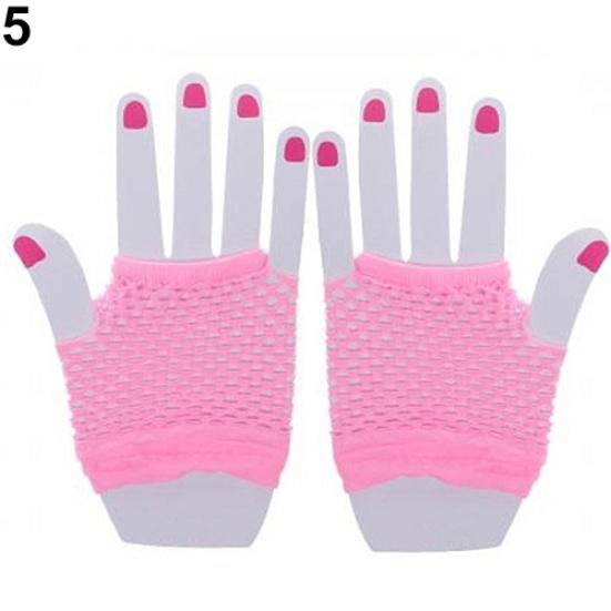 Lady Elastic Dance Costume Dance Party Fingerless Fishnet Mesh Hollow Gloves