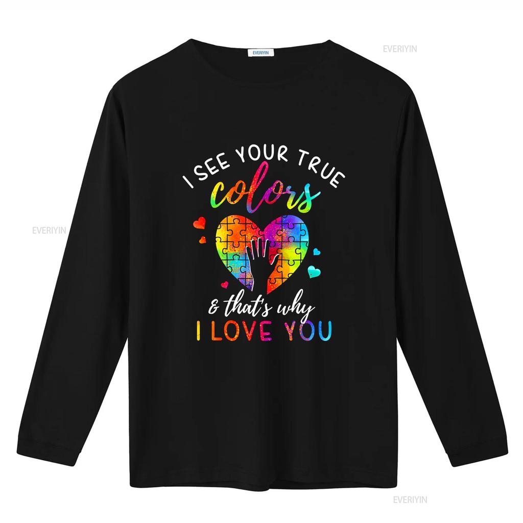 I See Your True Colors Puzzle World Autism Awareness Month T Shirt Women Tops vintage Washed Unisex Stretched streetwear Casual