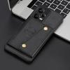 Dla Xiaomi Redmi Note 12 Pro 5G Etui z TPU pokryte skórą PU z podpórką, podwójne przyciski, przegródki na karty, pokrowiec na telefon z metalową płytką do mocowania samochodowego