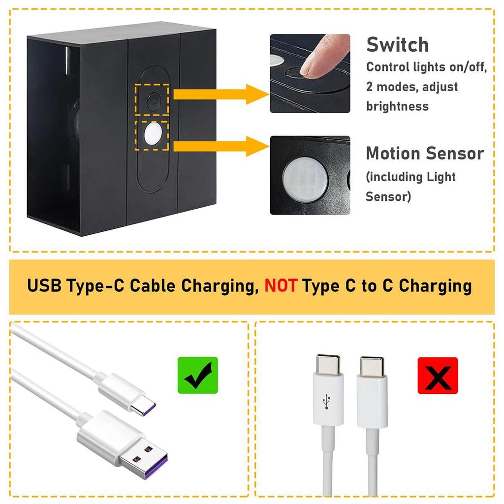 Motion Sensor Usb Rechargeable Led Wall Lamp With Night Dimmable Lamps Indoor Wireless Light Decorative Living Room Up-Down Dual