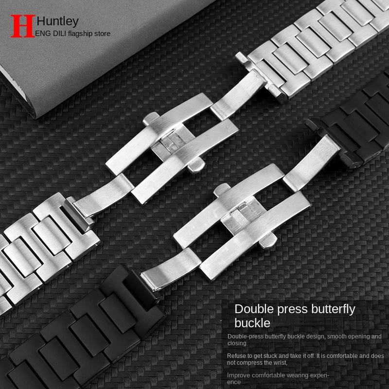 For Cartier PASHA series watch strap men 22mm notch 14 stainless steel Silver metal Watchband Folding Clasp bracelet Free screw