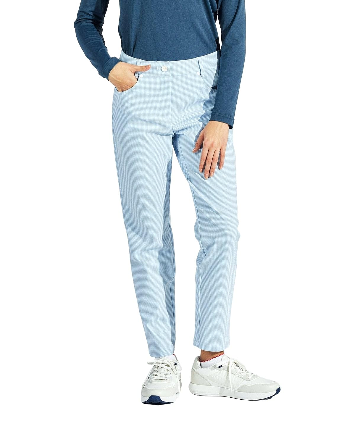 

Golf Quarter Gingham Water Stretch SA00 [Munsingwear] Pants, Length, Check, Repellent, Golf, MG5SLP21L, Women s (Sax)