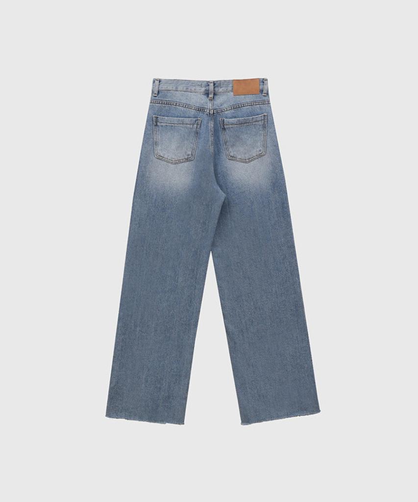 Kwinseulaebis Vintage Cutting Semi Wide Denim Pants