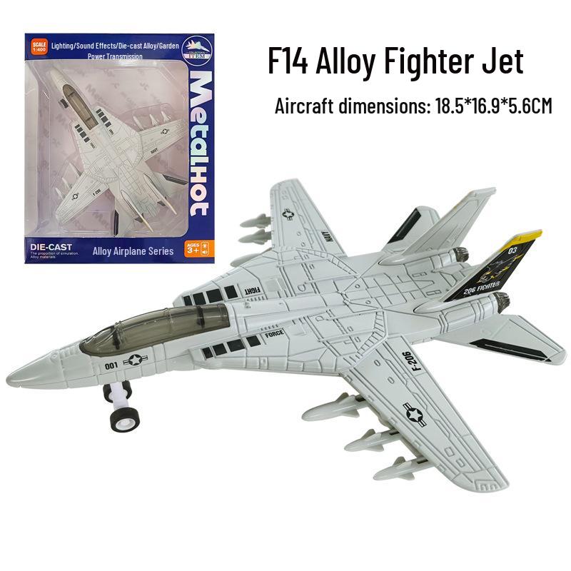 Meileqi Alloy Fighter Jet Toy with Pull-back, Sound & Light - F14, F15, F18, F22 Models