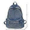 Fashion Lightweight Denim Backpack Large Capacity Multi-pocket Shoulder Bag Solid Color School Bag Women