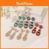 Boucles d'oreilles mode florales en alliage avec strass pour dîner en soirée et tenues de mariée