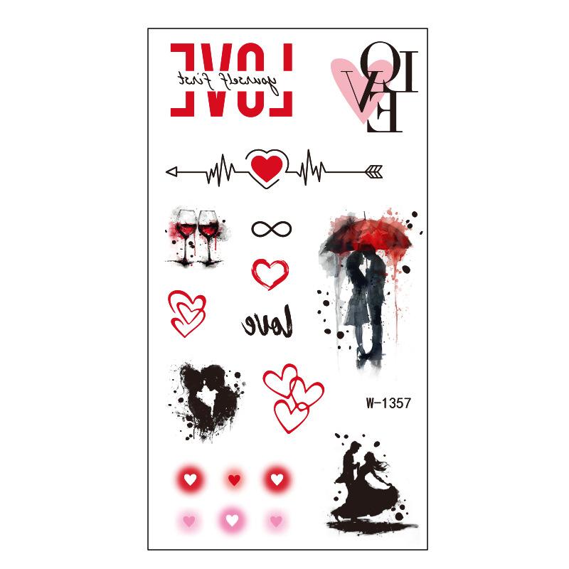 Cartoon Tattoo Sticker Waterproof Valentine'S Day Tattoo Sticker Cute Temporary Tattoo
