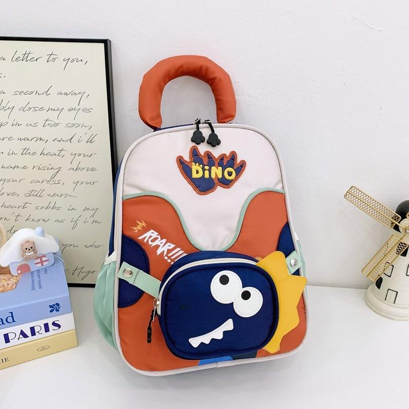 Kids School Backpack With Animal Pattern Lightweight Durable For Educational Use Orange