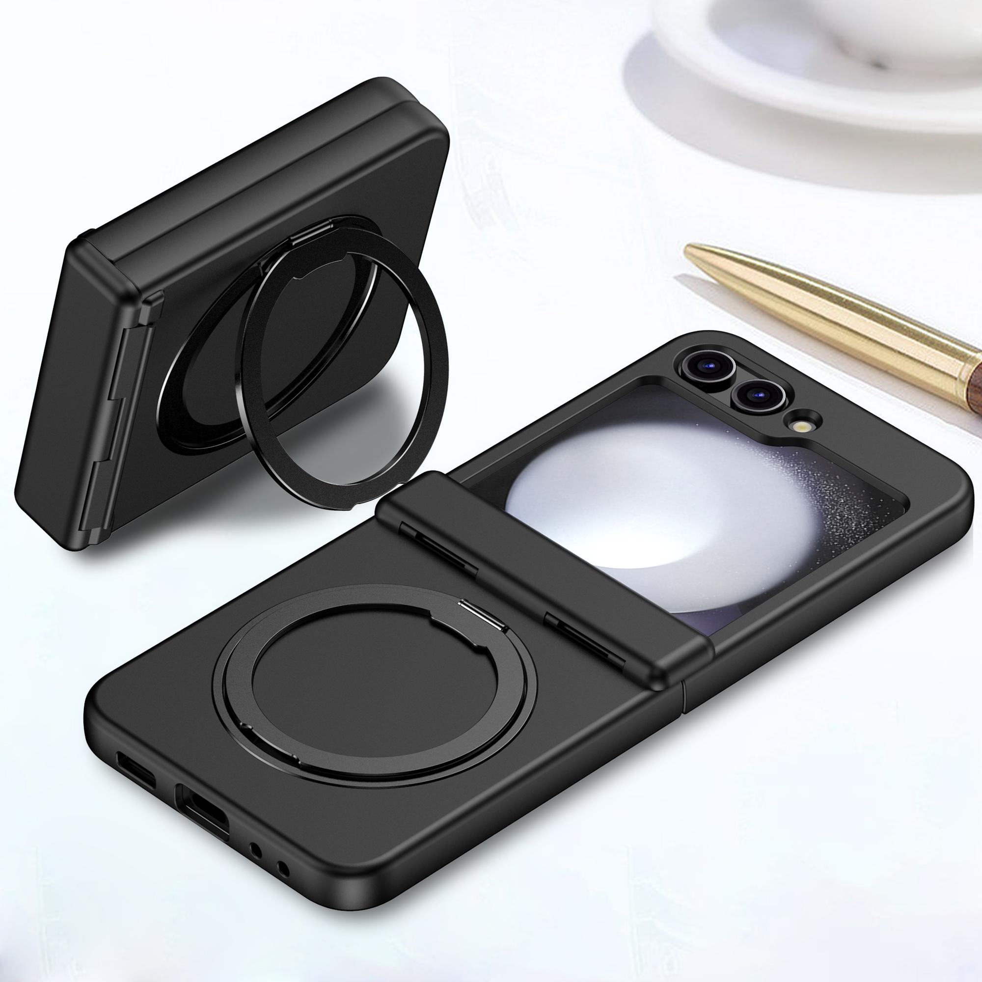 Solid Color Magnetic Suction Stand Phone Case For Samsung Galaxy Z Flip 5 Back Protective Cover Samsung Galaxy Z Flip 5 чёрный