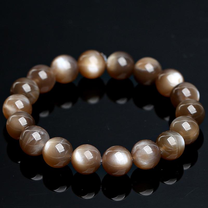 Hongchu Crystal Natural7A Milk Tea Moonstone Round Bead Bracelet Gray Moonstone Bracelet Loose Beads