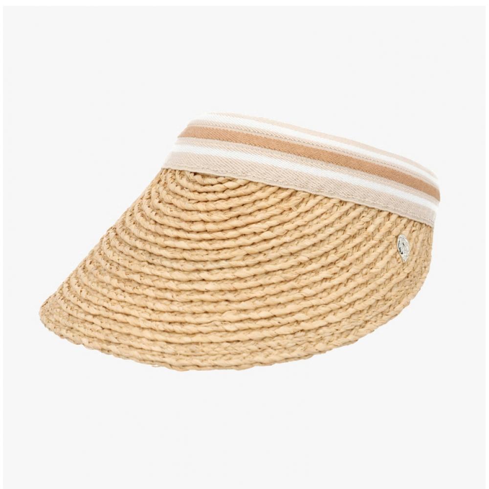 Helen Kaminski Bianka 8 Natural Nuga Stripe Visor Sun Cap