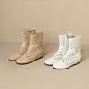 Krazing Pot Cow Split Leather Round Toe Size 43 Increaseing Summer Boots Fashion Hollow Decorations Buckle Summer Boots