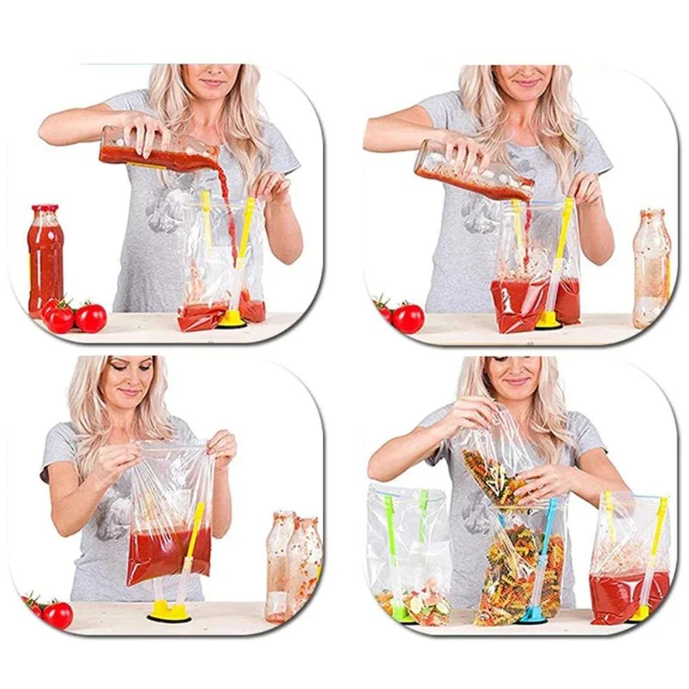 Adjustable Baggy Rack Holder Storage for Food Prep Bag Plastic Freezer Bag Ziplock Bag Holder Stand Meal Planning Kitchen Gadget