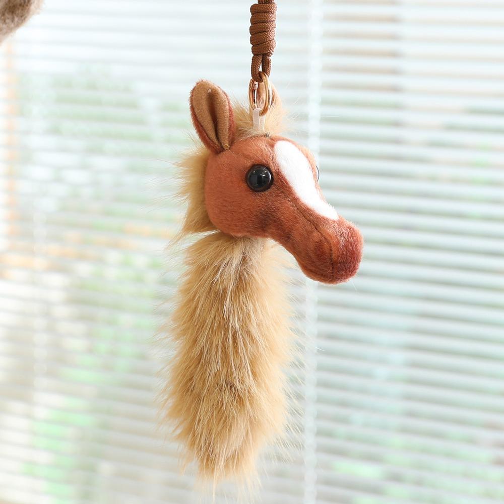 Fluffy Pony Head Pendant PP Cotton Mascot Pony Doll Horse Plush Toy  Birthday Xmas Gift