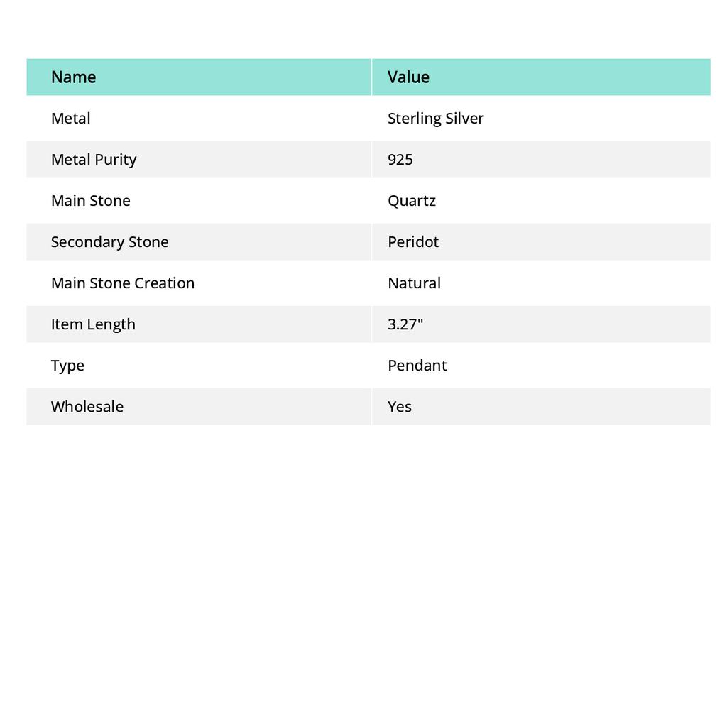 Natural Strawberry Quartz, Peridot 925 Sterling Silver Pendant 3.27" f4t03