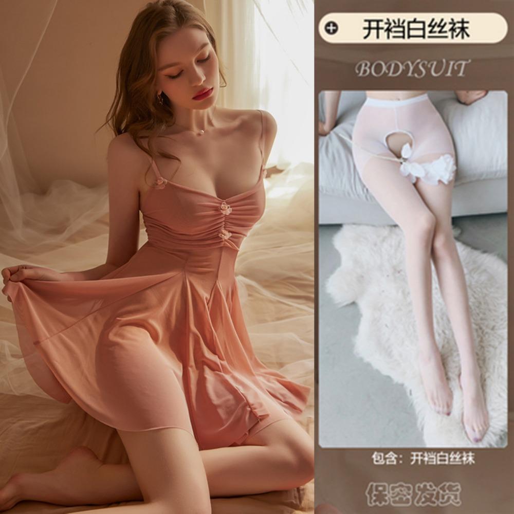 Sexy Übergrößen Verführung Hausunterwäsche Bett Nachthemd Transparenter Strumpfhalterrock Spitze Pyjama Reine Begierde Trenchcoat Anzug