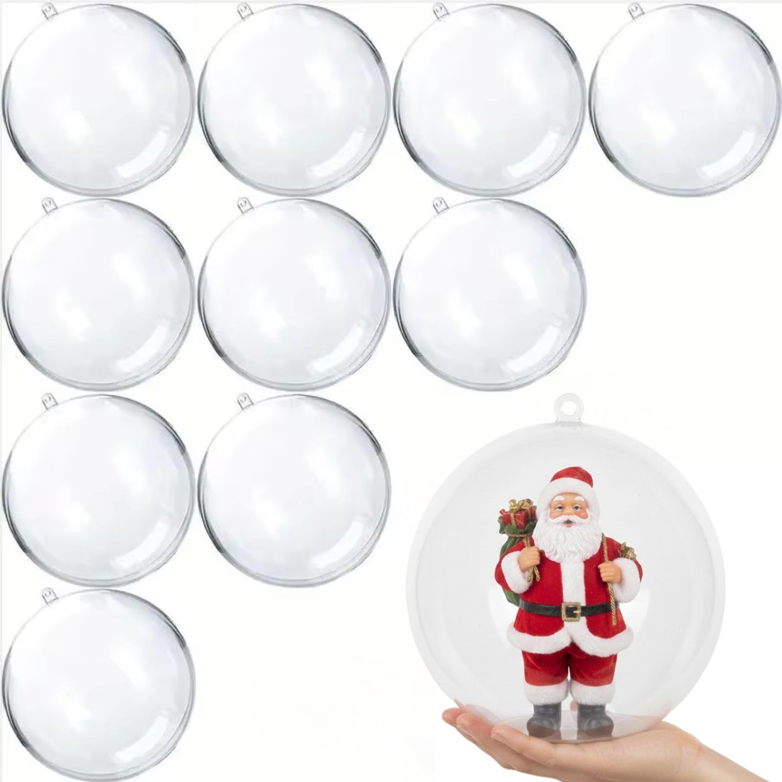 

morytrade Clear Hollow Plastic Balls for Ornaments (20cm, Pack of 10)