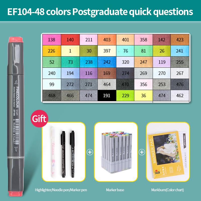 EF104 Double-Head Alcohol Marker Pens Sketch Design Marker Brush Pen Beginner Manga Graphic Drawing Art Supplies