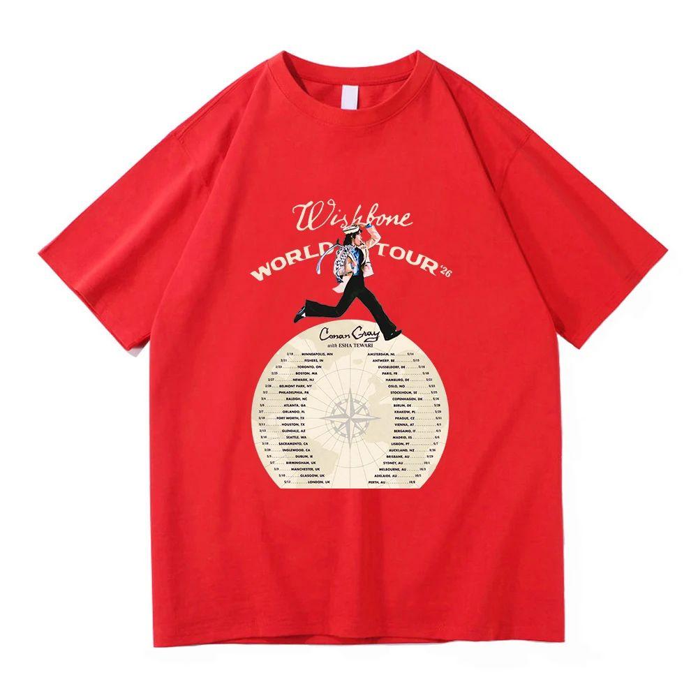 Hiphop Y2k Tops Conan Gray Wishbone World Tour 2026 T Shirt Fashion  Aesthetic Casual Vintage Casual Loose TShirt Unisex