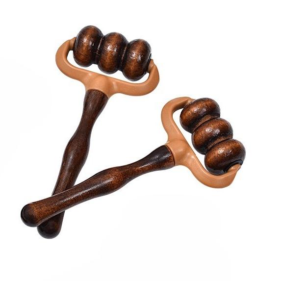 1/2pcs Wooden Manual Massage Roller Portable Massager for Blood Circulation, Suitable for Neck, Back, Shoulders, Hands and Head