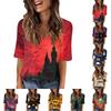 Women's Casual V Neck Top with Halloween Print, Short Sleeve, for Holiday Parties and Everyday Wear