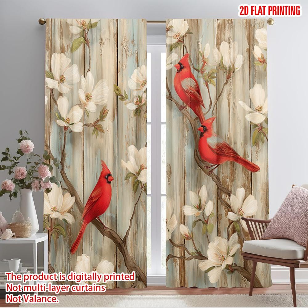 

2pcs,2D plane printing Light Filtering Curtains Cardinal Symphony Versatile Durable Polyester (without rod) Gifts for Living 52.50×116.00 CM 2pcs
