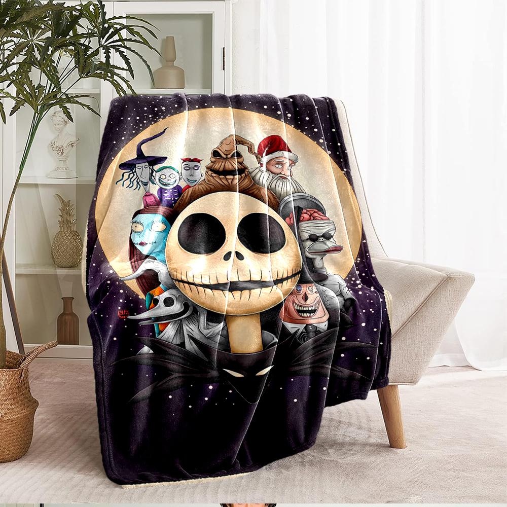 The Nightmare Before Christmas Theme Printed Blanket - Perfect for Couch, Bed, Travel & Outdoor Use | Machine Washable, Cozy & Durable.