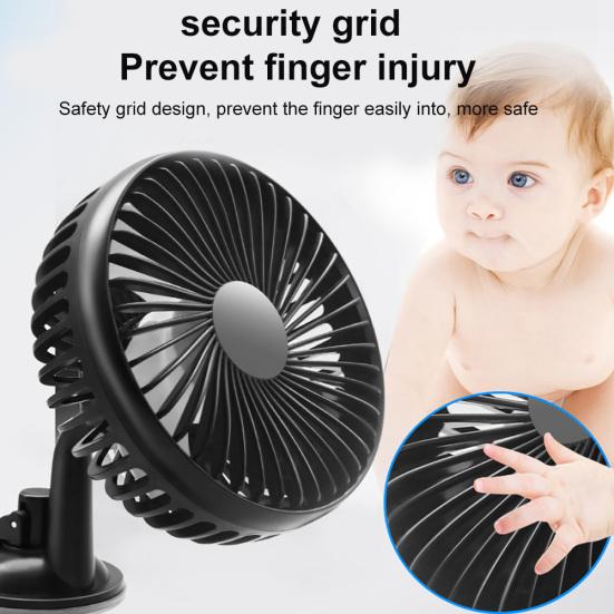 Univerzální 12V/24V přísavkový jednohlavý ventilátor do auta se třemi rychlostmi větru a USB