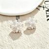 Exquisite Silver Pearl Flower Ball Earrings - Unique High-End Fashion Design