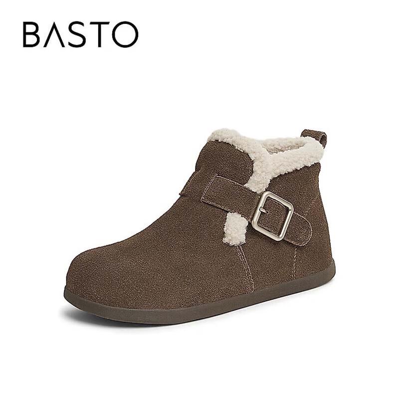 BASTO Women s Faux Fur Flat Snow Boots BG610DD4 38