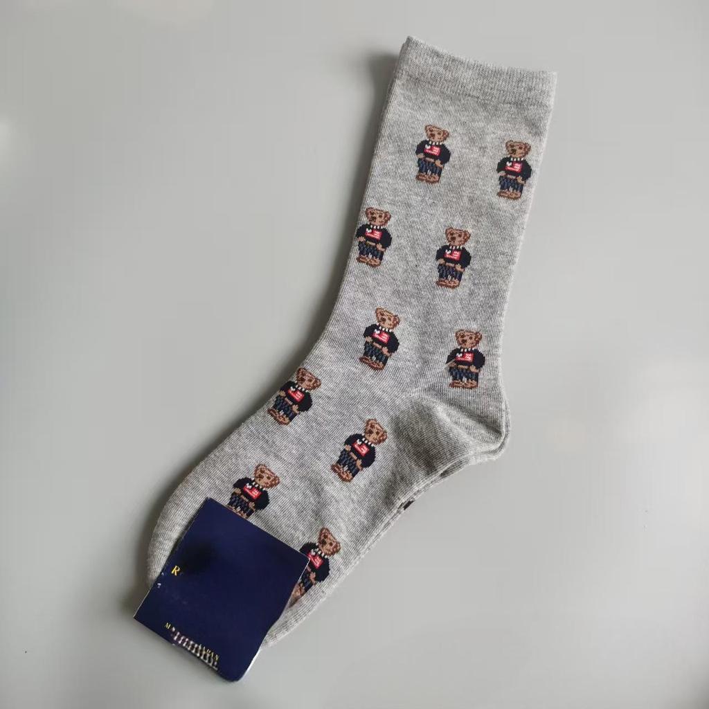 Autumn/Winter Bear Pattern Mid-Calf Women's Trendy Casual Socks