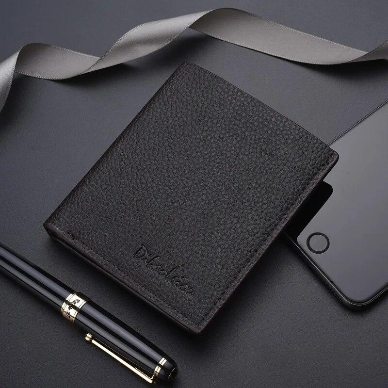 

Men Short Purse Lychee Print English Casual Style Zipper Credit Card Wallet