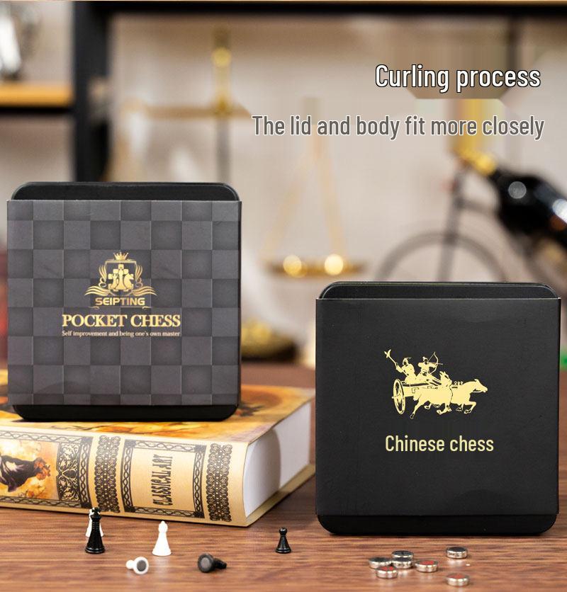 Mini Magnetic Xiangqi Set for Kids - Portable Iron Box with Board & Rubber Pieces