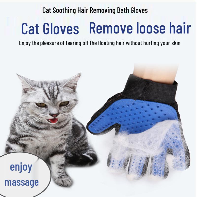 Pet Grooming Gloves & Comb for Cats and Dogs - Shedding & Bath Tool