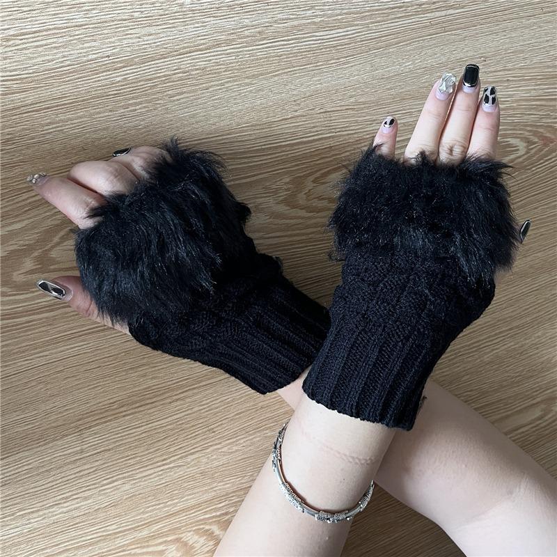 Women's Fingerless Gloves Plush Warm Soft Comfortable Windproof And Cold Proof Clothing Party Favor Short Ladies Gloves