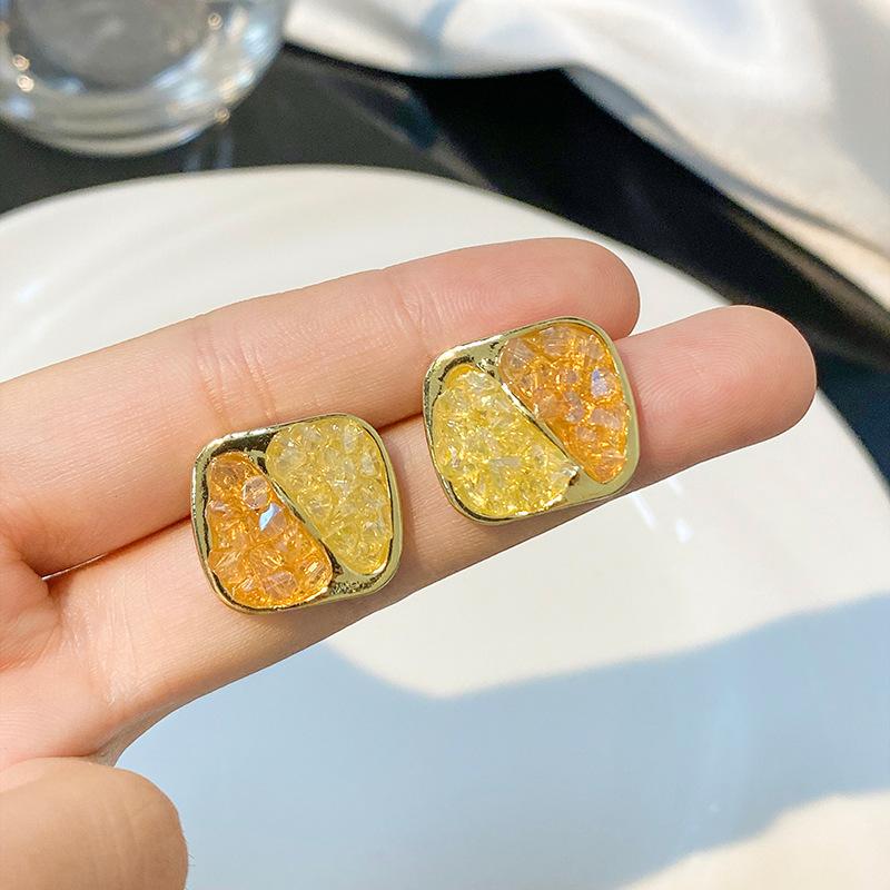 Silver Needle Stud Earrings Design Sense Light Luxury Earrings Olive Green Earrings Green Retro