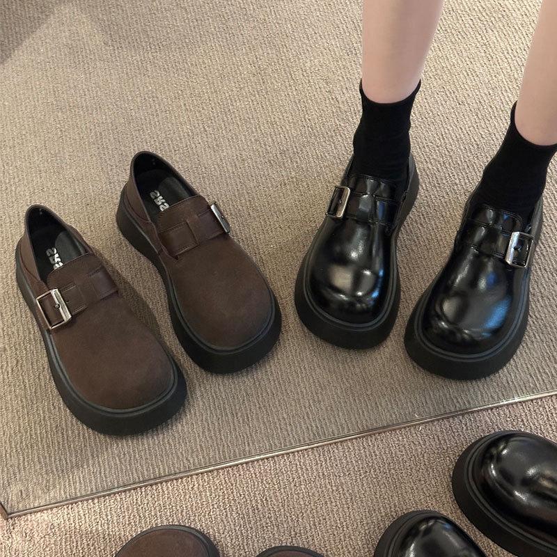 Retro Casual Single Shoes One Pedal Platform Boken Shoes Women's 2025 Spring New Lazy Fashion Versatile Boken Shoes