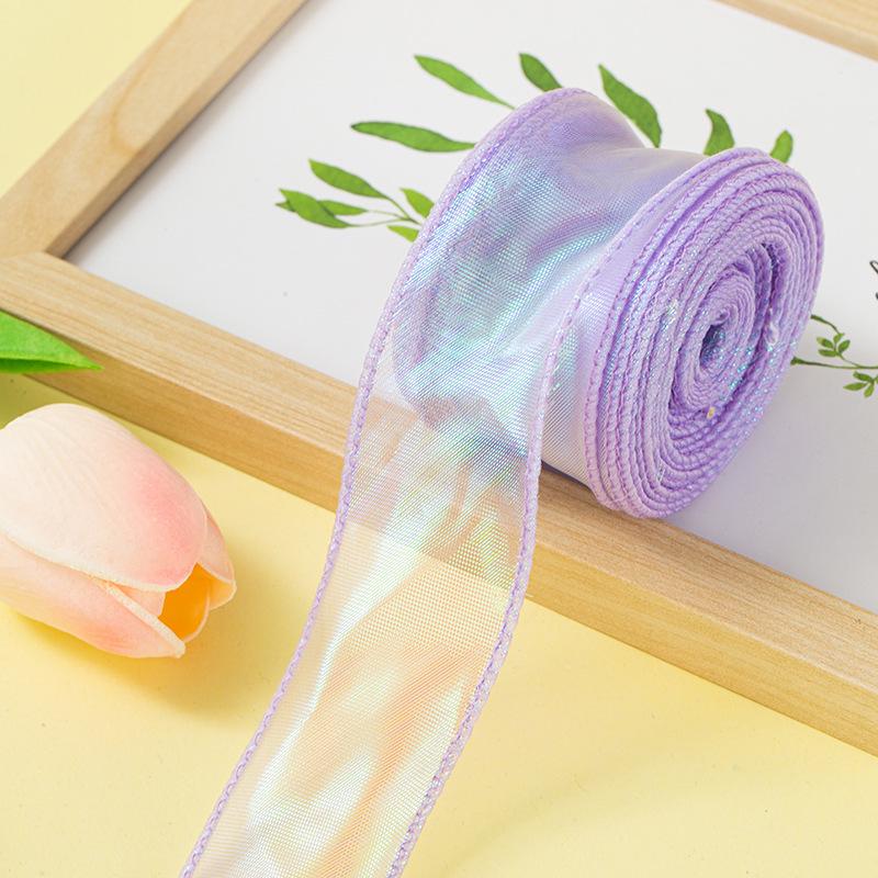 4cm x 10 Yards Iridescent Fishtail Yarn Ribbon, Polyester Lace Tulle for Floral Art & Baking.