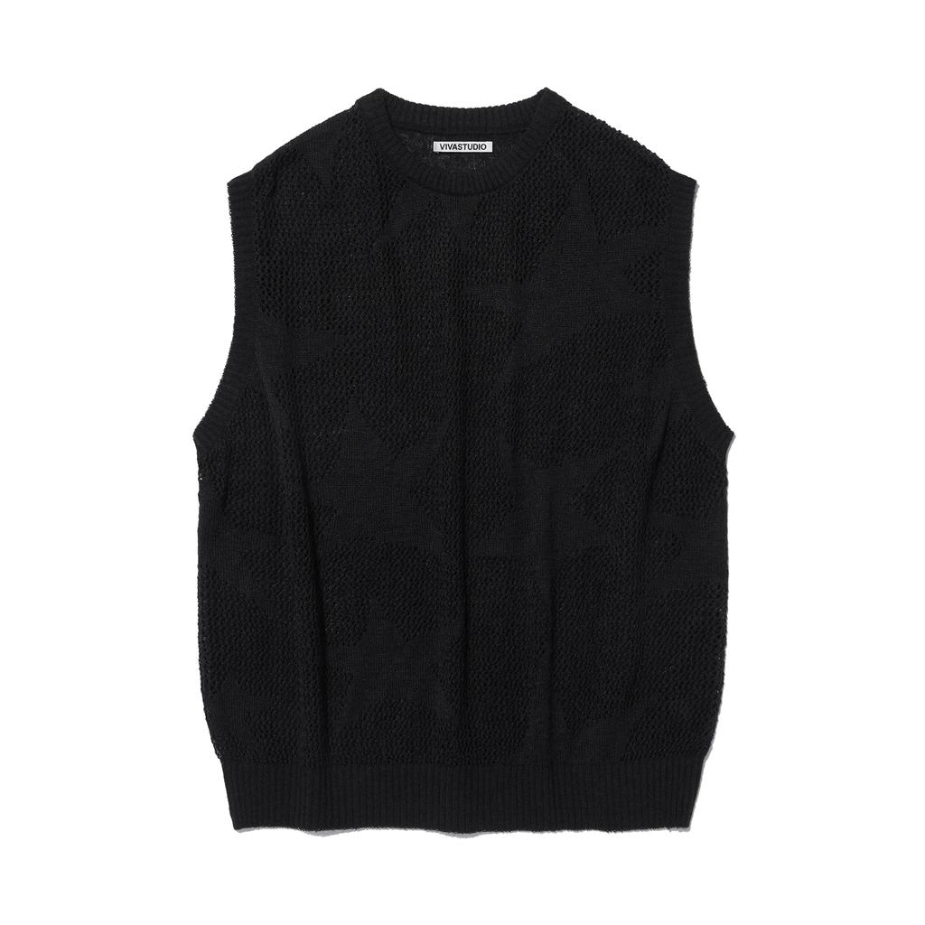 Vivastudio Star-Checked Knit Vest [Black]