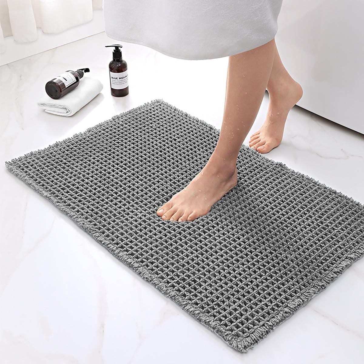 

1 PCS Waffle Bath Mat Washable Bathroom Rugs Non-Slip Super Absorbent Soft Shower Mat for Bathroom,Tub and Shower, 17x24 Inch 17x24inch(43x61cm) серый