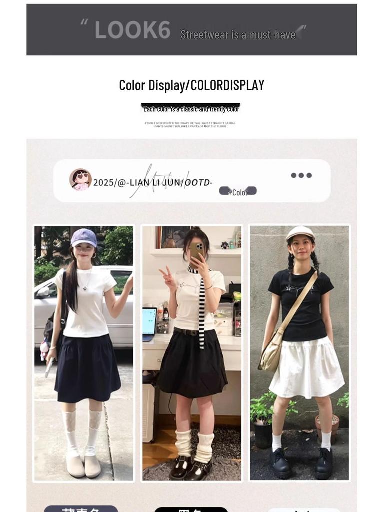 Navy Blue Japanese-Style A-Line Midi Skirt for Women - Summer 2025, High-Waisted, Casual Versatile College Style