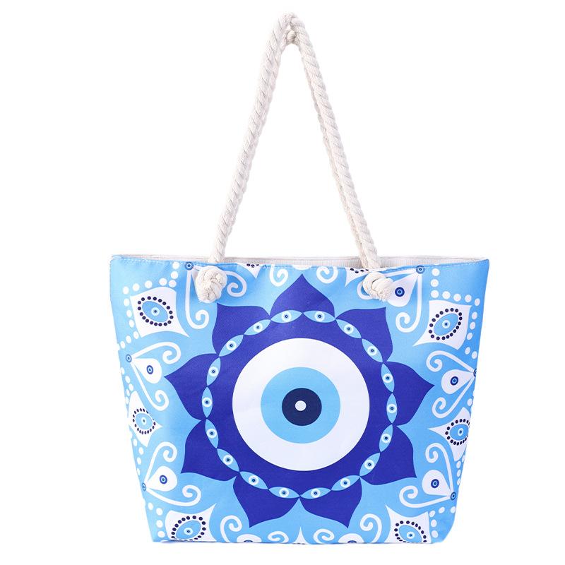 Women's Beach Bag Devil Eyes Tote Blue Eyes Shoulder Bag Evil Eye Canvas Bag