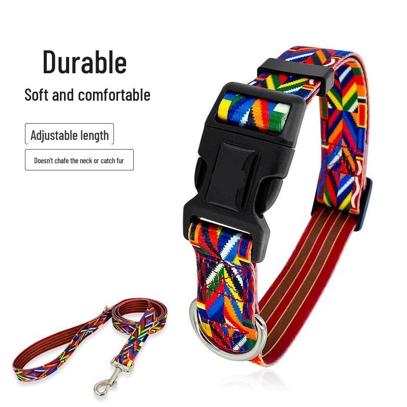 

Rainbow Pet Collar Leash for Small Dogs & Cats - Golden Retriever, Malinois, Corgi 2.5cm x 150cm