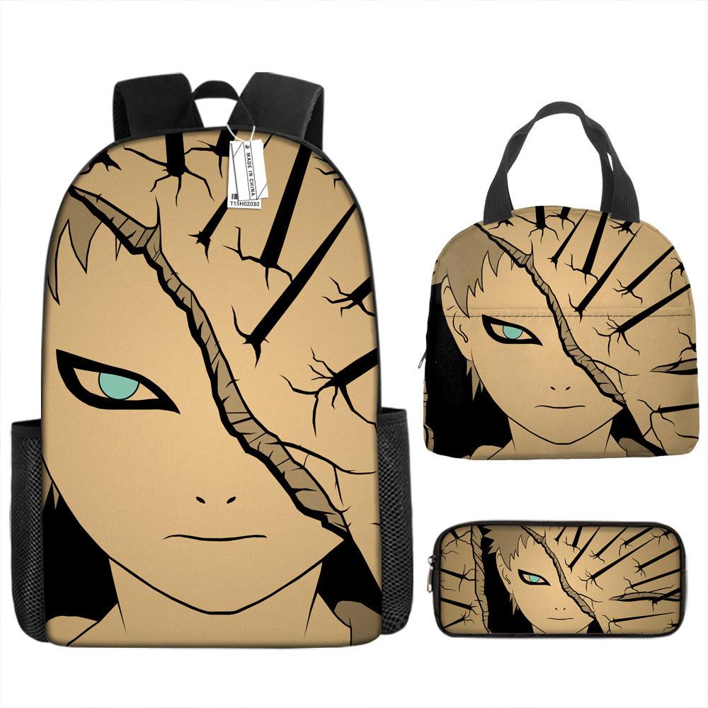 Naruto Schoolbag Elementary School Boys Large Capacity Schoolbag Lunch Bag Pencil Case Three-piece Set